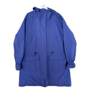 Helly Hansen Women's XXL Blue Quilted Lined Parka Jacket Coat Hooded Mid Length